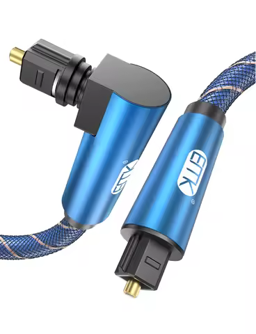 EMK 90 Degree Optical Cable Right Angle SPDIF Optical Audio Cable Blue Optical Cable DVD Xbox TV Blu
