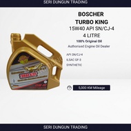 BOSCHER TURBO KING 15W-40 Engine Oil 4L Synthetic API SN/CJ Engine Protection High Mileage Car Oil M