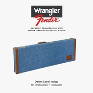 Fender® X Wrangler® Denim Guitar Case for Stratocaster / Telecaster เคสกีตาร์ไฟฟ้า ทรง Strat / Tele ลายผ้ายีนส์ Wrangler บุกำมะหยี่ด้านใน