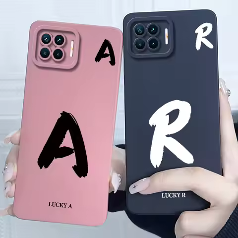 For OPPO F17 Oppo F17 Pro Case Oppo A73 A93 Reno 4F Back Cover TPU Silicon Lucky Initial Letter Coup