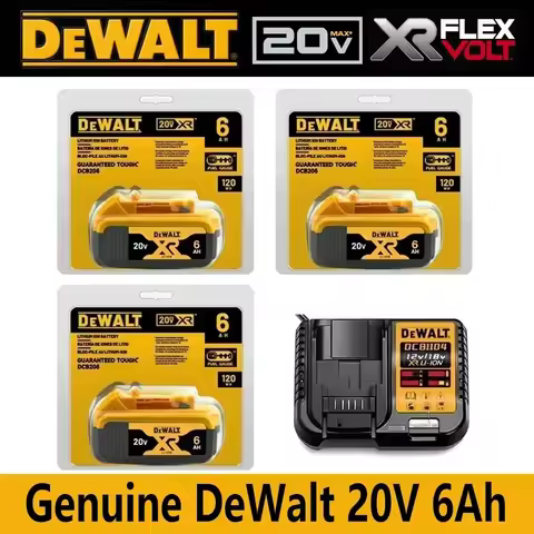 100% Original DeWalt 20V 6.0Ah Battery Power Tool Replacement for DeWalt DCB184 DCB181 DCB182 DCB200