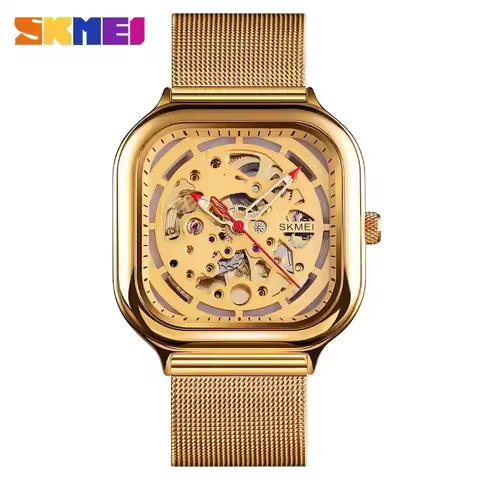 Skmei 9184 Men Automatic Watch Quartz Waterproof Hollow Art Strainless Steel Strap Montre Homme Cloc