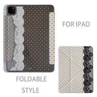 Casing Hard Y-fold Leather Pots Lace  For Mini6 Mini7 A17Pro IPad Air 5 6 7 8 9 10 11 12 A16 A19 2 3