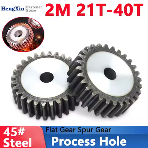 Flat Gear 2M-21 22 23 24 25 26 27 28 29 30 31 32 33 34 35 36 37 38 39 40 Teeth 2 Mod Spur Gear 45 St
