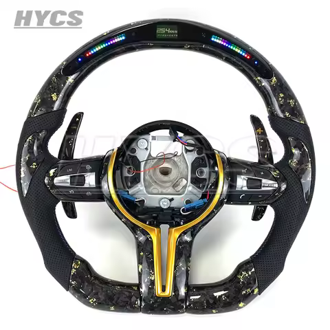 Gold Fragment Forged Carbon Fiber LED display Steering Wheel For BMW F10 F30 F20 F21 F16 F18 M5 M8 M