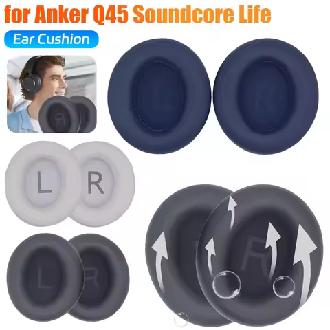 For Anker Q45 Soundcore Life Headset Earpads Protective Cover Protein Leather Replacement Headphone 