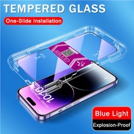 [ Easy Install ] Anti Blue Purple Light Tempered Glass for Samsung Galaxy S20 Fe A05 A05s A13 A23 A52 A52s 5G A32 A42 A30 A50 A50s M13 M14 M54 5G A14 LTE A24 4G A34 A54 A31 A51 A53 Full Cover Anti Spy Privacy Screen Protector with Black Border Film