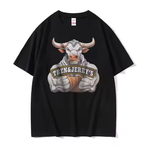 Funny Tren and Jerry's Oversize Pump Cover Meme T-shirt Women's Gym Fitness Sports T-shirt Men's Cas