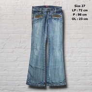 Size 27 Long Pants Jeans Maraxia Blue Washed Falling Bootcut Original Second Preloved CJ777