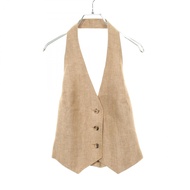 【二手，A級】 max Mara MAX MARA 馬甲 SAURO 純色馬甲 米色面料 SAURO 亞麻馬甲 米色 女款 二手 A