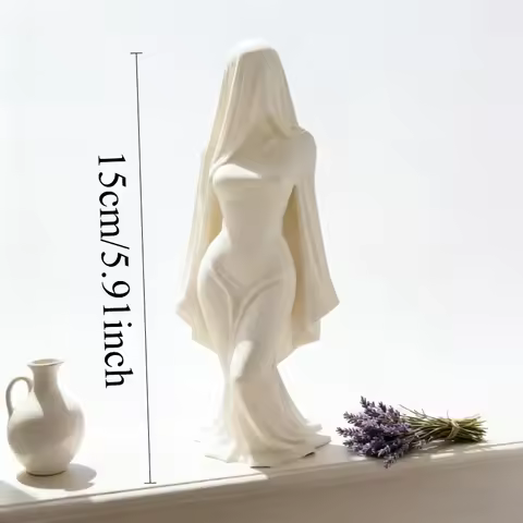 Elegant Veiled Ghost Lady Statue - Mysterious Gothic Home Decor, Collectible Figurine for Shelf & De