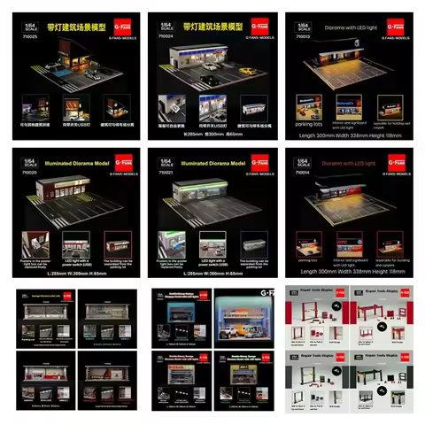 G-FANS 1:64 Diorama Garage LED lights Apple store Model Shop