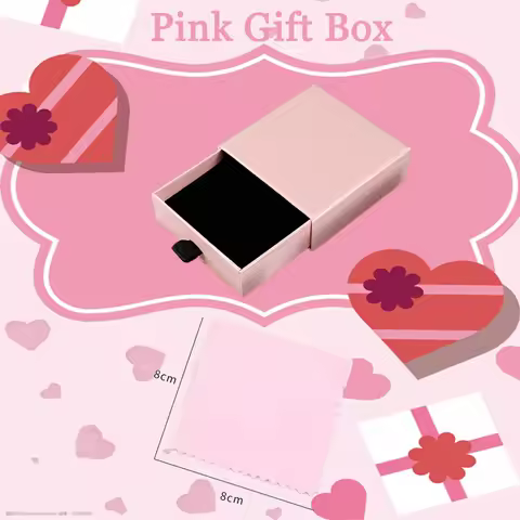 Pink jewelry Gift Box Storage Box Pink Silver Cloth Maintenance Jewelry Pink Charm Box can store rin
