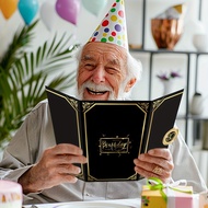 80th Birthday Celebration Guest Book - Black Gold 1945 Party Decoration Black Gold Paper Guestbook 8