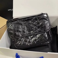 [Original Authentic with Packaging Box] SAINT LAURENT YSL Niki Black Chain Black Label Logo Retro Pl