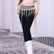 2022ฤดูหนาว Belly Dance สามเหลี่ยมตาข่ายเพชร HipTowel หลายชั้นพู่ลูกปัดเอว Chain กลุ่มอเนกประสงค์ฝึก
