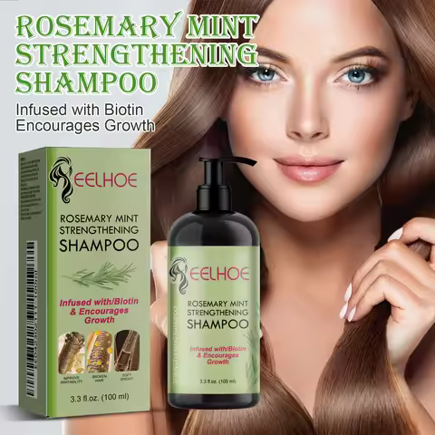 EELHOE Rosemary Straightening Shampoo Repair Damaged Dry Curl Fluffy Hair Nourishing Refreshing Stra