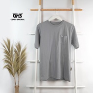 Kaos Polos Saku Pria Pocket Cotton Combed 24s Gray Abu-abu Tebal Distro