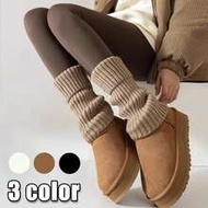 1 คู่ ถุงเท้าอุ่นขา สีพื้น แฟชั่น & อุ่น เหมาะสำหรับ UGGs, ถุงเท้าคริสต์มาส, ถุงเท้าฤดูหนาวสำหรับผู้