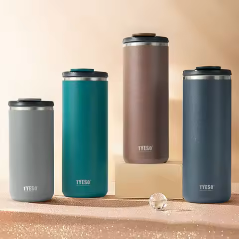 TYESO 600ml/750ml Tumbler Coffee Cup Stainless Steel Vacuum Insulated Inner Outdoor Portable BPA Fre