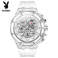 PLAYBOY ร้านเรือธงนาฬิกาผู้ชายใหม่แฟชั่นกีฬานาฬิกาควอตซ์กันน้ํา 2025 มัลติฟังก์ชันเทปนักเรียนนาฬิกาผ