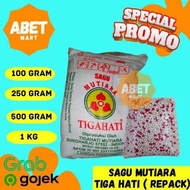 Sagu Mutiara Cap Tiga Hati 2 Warna Repack 100Gr 250Gr 500Gr 1Kg - 3 Hati Tepung Dua Warna Merah Puti