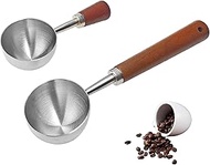 2PCS Vintage Coffee Measuring Spoon Set, 30ml/10g Capacity 304 Stainless Steel Coffee Scoop with Wal