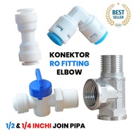ANYFILL RO Sambungan Fitting Elbow Drat Luar Pipa Tipe L/T/Y Konektor Sistem Stop Kran Valve Filter 