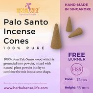 (1 Box) HSS Palo Santo Incense Backflow Cones Holy Wood Attract Good Energy 100% Pure Wood