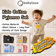 BABYLOUS Kids Cotton Pajamas Baju Tidur Budak Lelaki Perempuan Kids Cotton Pyjamas Night Sleepwear