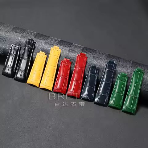 For Rolex Strap GMT Daytona Submariner Curved End leather watchband Slider Deployant Clasp Replace t