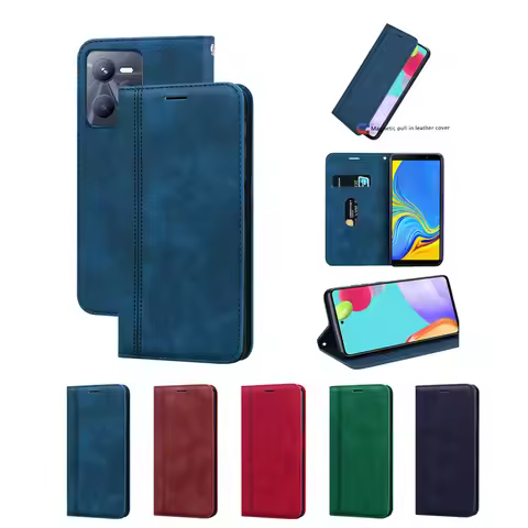 Leather Wallet Flip Case For Realme C35 C31 C21Y C25Y C20 C17 C15 C12 C11 C3 C2 9 9i 8 8i 7 7i 6 5 V