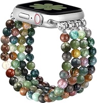 JR.DM Natural Stone Beaded Bracelet Women Compatible with Apple Watch Band 40mm 41mm 38mm 44mm 42mm 