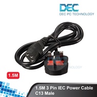 1.5M 3 Pin IEC Power Cable C13 Male