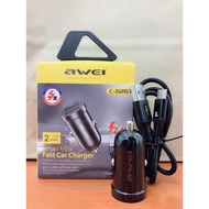 AWEI SMART MINI FAST CAR CHARGER WITH CABLE  2USB  2.4A C-826T •••TYPE C