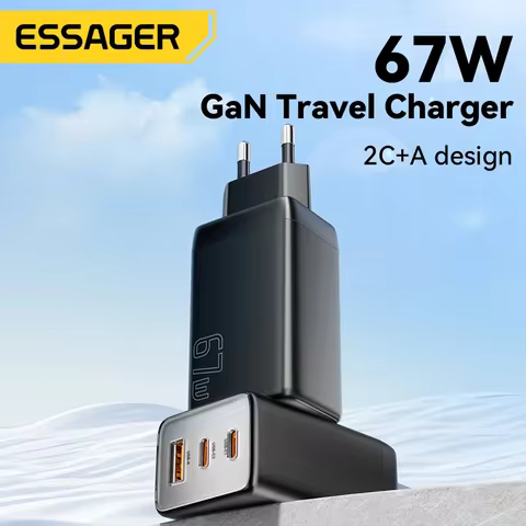 Essager 67W GaN USB-C Charger PD 3.0 QC 3.0 Fast Charge for iPhone 16 15 Pro Max Xiaomi Samsung Huaw