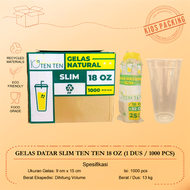 1 box (1000 pcs) Slim Flat Glass TEN TEN, MITRAKU 18oz & 22oz Weight 7GR Slim Glass/ Juice Glass/ Fl