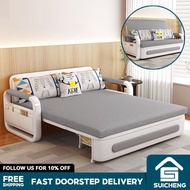 SUICEHNG Foldable Solid Wood Sofa Bed Dual Purpose Household Living Room Small Family Latex Mattress Single  Folding Bed With storage Office Bed