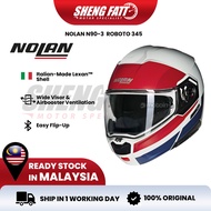 NOLAN N90-3 ROBOTO (345) Full Face Helmet Motor Topi Keledar Keselamatan SIRIM Helmet Flip Up SHENGF
