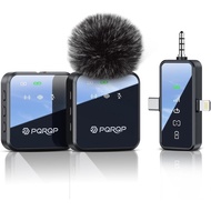 PQRQP 3 in 1 Microphone for/Android/Camera, Wireless Microphones, 328ft Transmission, 18H Battery Li