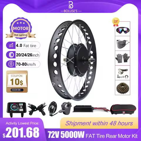 Electric bike Conversion Kit 72V5000W Rear Rotate e-bike hub motor Wheel 20/24/26inch * 4.0 Rear For