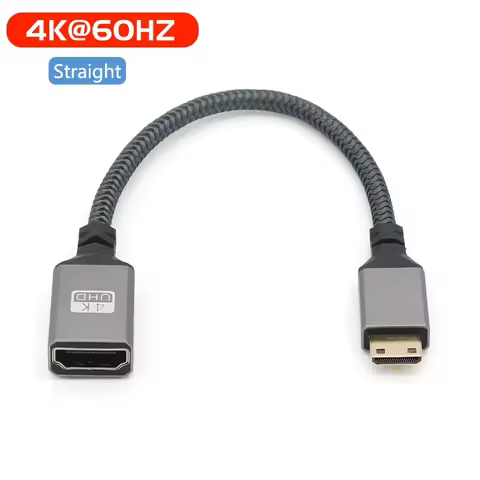 4K Mini hdmi to HDMI-compatible Female Elbow short cable.HD mini to standard Video Conversion, Used 