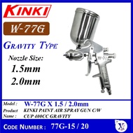 W77G KINKI PAINT AIR SPRAYERS C/W CUP 400CC GRAVITY NOZZLE SIZE: 77G-15 1.5mm / 77G-20 2.0mm | KINKI