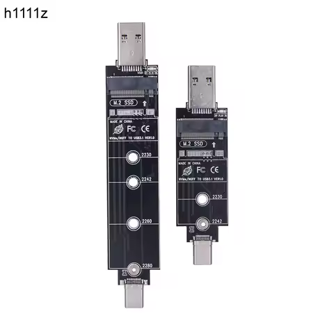 Dual Protocol M2 SSD Adapter 10Gbps USB 3.2 GEN2 USB-A + Type C Riser RTL9210B Chip B+M/M Key for M.