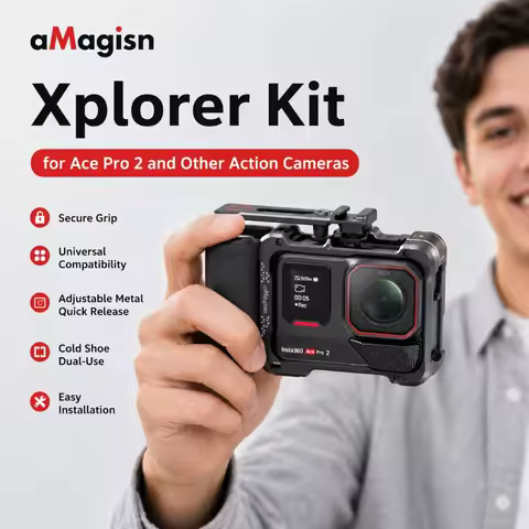 aMagisn Xplorer Grip Kit For Insta360 AcePro2 1 Ace Series Handle Grip & Camera Plastic Frame Photog