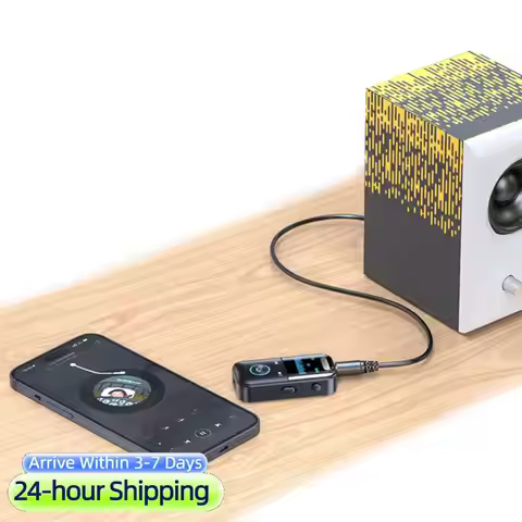 BT 5.4 Transmitter Receiver Wireless Audio 3.5mm Jack Aux Adapter with LED Display BT Adapter for TV