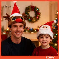 {ezbuy.my1}Santa Hat Soft Plush Christmas Hat with Light Sound Show Elastic Band Christmas Hat Costu