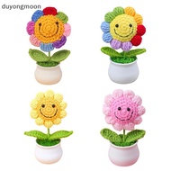 (duyongmoon) 1 Piece Creative Artificial Flowers Cute Crochet SunFlower Pots Knitted Flower Graduati
