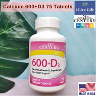 แคลเซียม Calcium 600+D3 75 Tablets - 21st Century