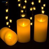 New Year Party Candles 3pcs Outdoor Led Flameless Candles with Remote Control Real Wax Flickering Pillar Candles for Indoor and Outdoor Use